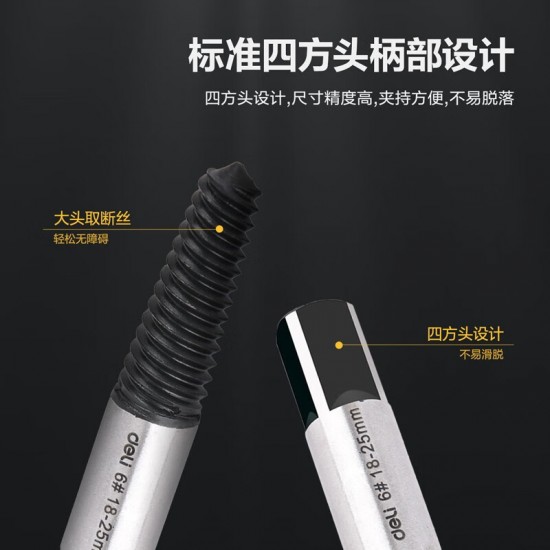 Deli Broken Head Screw Extractor 8-piece Set for Slippery Teeth, Slippery Thread, Cross Teeth Repair and Removal Tool for Broken Thread Removal