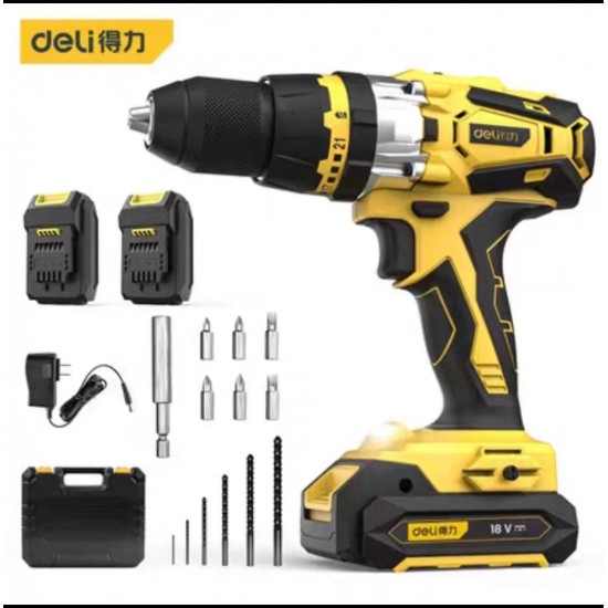 Deli Tool Lithium Electric Drill Lithium Electric Variable Speed Electric Screwdriver Charging Impact Gun Drill Multifunctional Impact Drill