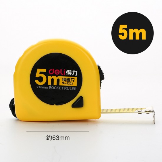 Deli 8203 steel tape measure 5m tape measure, carpenter, electrician, hydraulic engineer, automatic shrinkage tape measure, stationery, office supplies