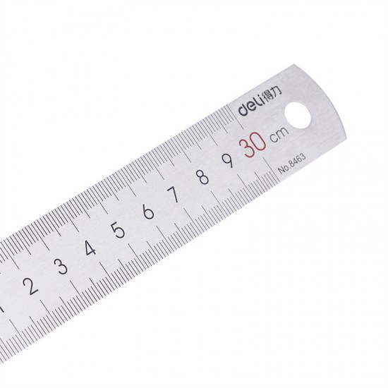 Deli stainless steel ruler, ruler, metal ruler, 15cm20cm30cm graduated ruler, steel ruler, primary school stationery