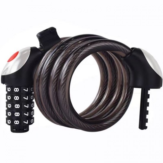 Mountain bike lock, bicycle lock, password lock, anti-theft lock, portable steel cable lock, luminous bicycle equipment accessories, with lights