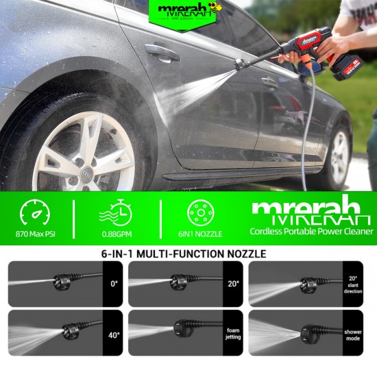 MRERAH Amazon Electric High Pressure Car Wash Water Gun Wireless Car Wash Machine Portable Lithium Battery Cleaning Machine for Home Vehicles