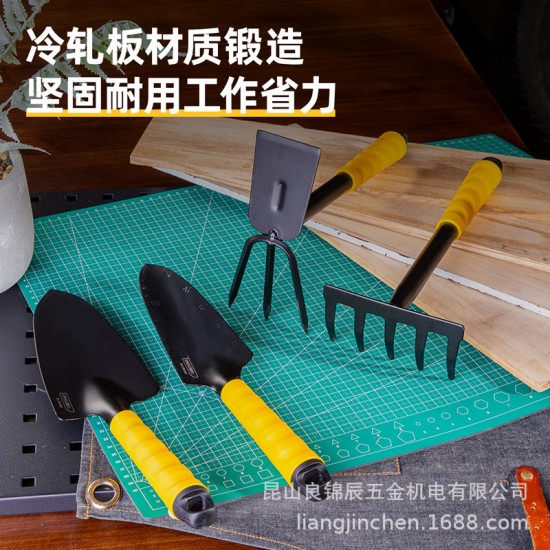 Deli Tools Gardening Shovel, hoe, and rake set of four pieces for household flowers, small soil loosening and weeding set DL580804