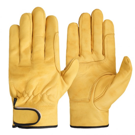 Qiangye labor protection gloves, sheepskin, soft, wear-resistant, breathable, anti slip, and anti stab outdoor work leather gloves factory wholesale