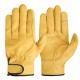 Qiangye labor protection gloves, sheepskin, soft, wear-resistant, breathable, anti slip, and anti stab outdoor work leather gloves factory wholesale