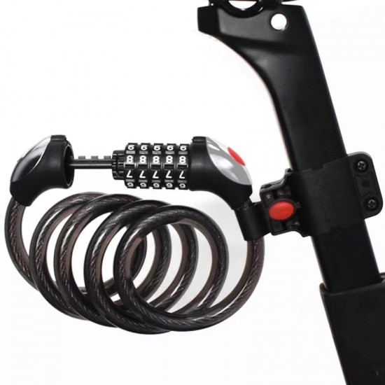 Mountain bike lock, bicycle lock, password lock, anti-theft lock, portable steel cable lock, luminous bicycle equipment accessories, with lights