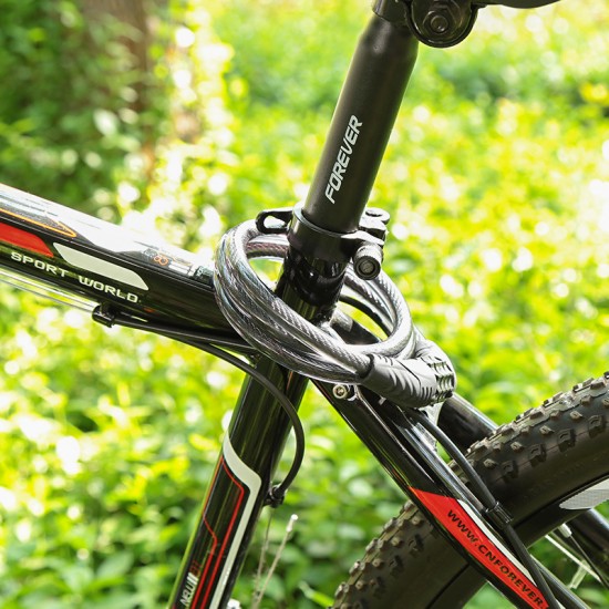 Four digit password lock for mountain bikes, bicycle lock, steel wire chain lock, cycling equipment accessories, smooth traffic in the automotive industry Four digit password lock for mountain bikes, bicycle lock, steel wire chain lock, cycling equipment accessories, smooth traffic in the automotive industry