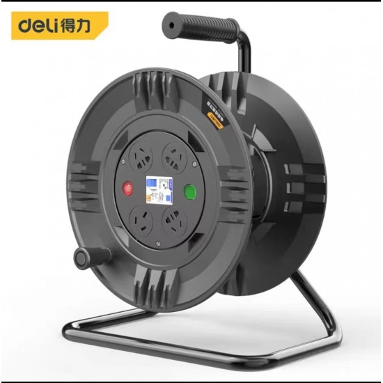 Deli tool cable reel anti leakage safety protection door high-temperature automatic cut-off integrated triangular wire reel