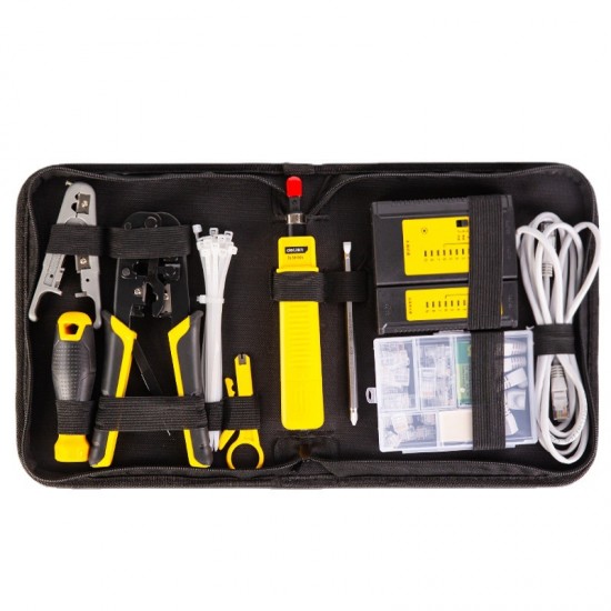 Deli Tool 8/10 piece multifunctional network crimping clamp measuring instrument wiring bag set DL380008 10