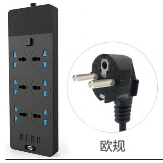 6-position plug with cable Amazon 230V British standard socket with switch, multi hole plug board, USB plug for household wholesale
