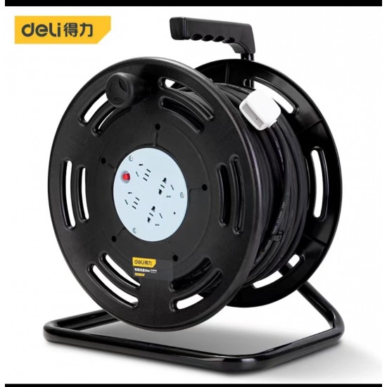 Deli tool cable reel anti leakage safety protection door high-temperature automatic cut-off integrated triangular wire reel