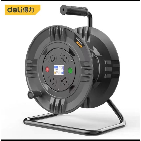 Deli tool cable reel anti leakage safety protection door high-temperature automatic cut-off integrated triangular wire reel