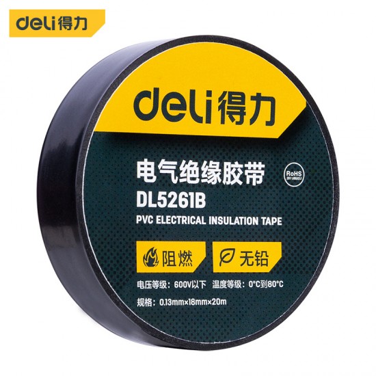 Deli Electrical Insulation Tape Multicolor Wire Tape PVC Waterproof, Flame retardant, and Wear Resistant DL5261/2/3/4/5/6B Deli Electrical Insulation Tape Multicolor Wire Tape PVC Waterproof, Flame retardant, and Wear Resistant DL5261/2/3/4/5/6B