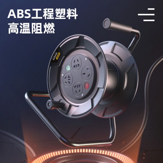 Deli tool cable reel anti leakage safety protection door high-temperature automatic cut-off integrated triangular wire reel