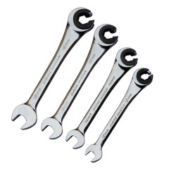 Double ended open end oil pipe ratchet wrench with narrow space and removable quick ratchet open end oil pipe wrench