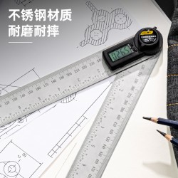 Deli/Deli stainless steel digital display angle measuring instrument Stainless steel woodworking ruler angle measuring instrument