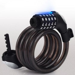 Mountain bike lock, bicycle lock, password lock, anti-theft lock, portable steel cable lock, luminous bicycle equipment accessories, with lights