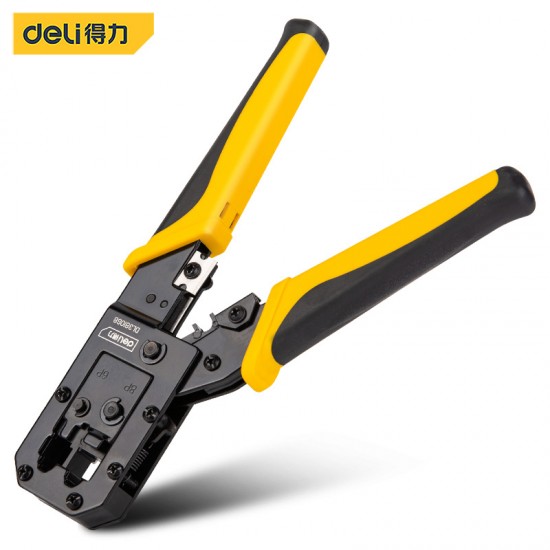 Deli Network Pliers Three Purpose Multifunctional Crystal Terminal Stripping and Crimping Pliers DL2468 Thread Cutting Network Pliers