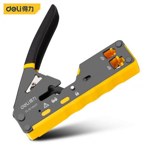 Deli Network Pliers Three Purpose Multifunctional Crystal Terminal Stripping and Crimping Pliers DL2468 Thread Cutting Network Pliers