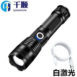 Cross border white laser strong light flashlight USB charging outdoor emergency flood control searchlight P50 remote lighting agency