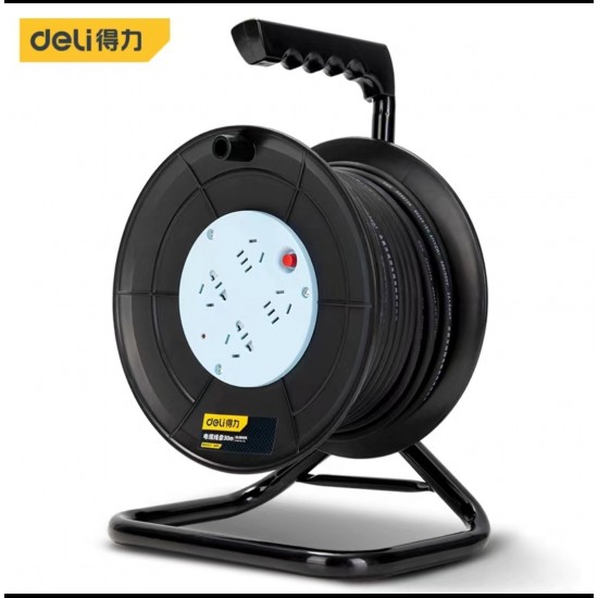Deli tool cable reel anti leakage safety protection door high-temperature automatic cut-off integrated triangular wire reel