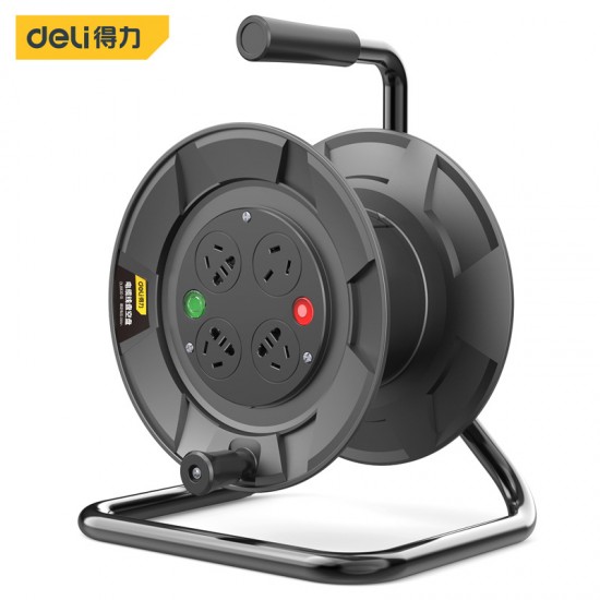 Deli tool cable reel anti leakage safety protection door high-temperature automatic cut-off integrated triangular wire reel