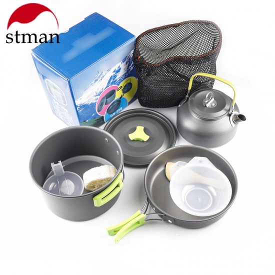 Outdoor kettle aluminum material portable camping set pot tea pot outdoor tea pot set pot equipment DS-308 set pot